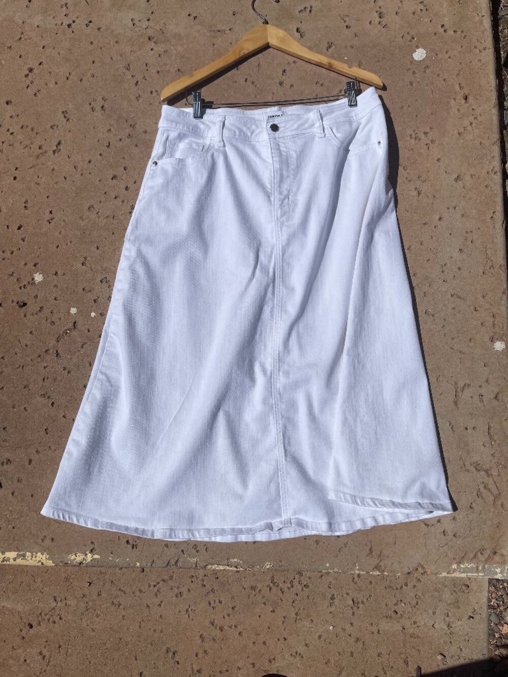 Women's long white denim skirt Plus size 16